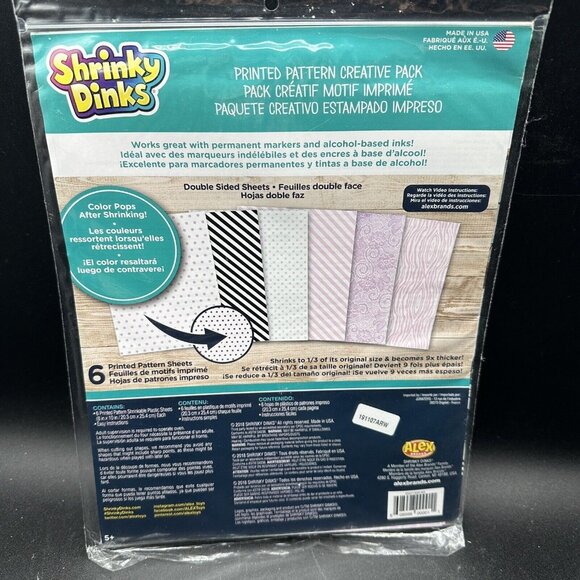 Shrinky Dinks Creative Pack 6 Printed Pattern Kids Art and Craft Activity - Picture 4 of 6